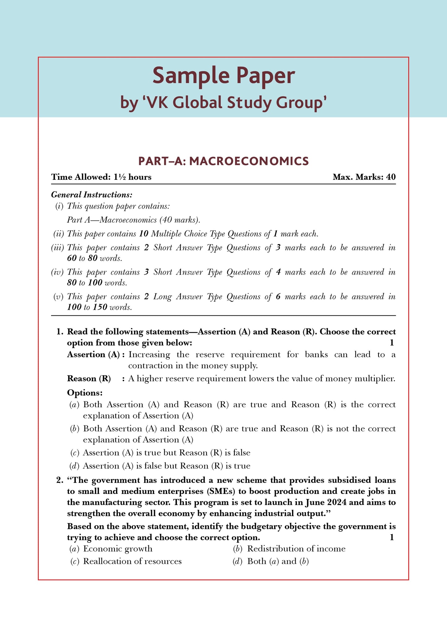 Class 12 Economics Introductory Macroeconomics VK